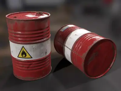 Oil Drum Low-poly 3D model 2