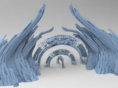 Cliff tower ring city alleyway 3 versions  3D model