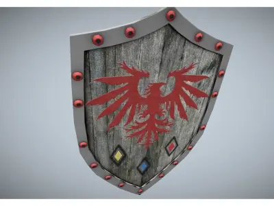 medieval wooden shield Free low-poly 3D model