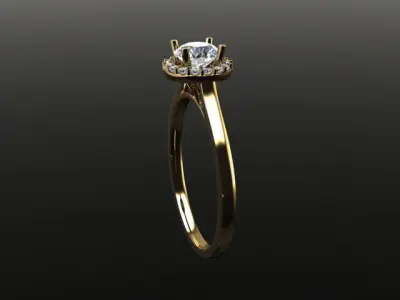 Round Halo Diamond Engagement Ring Flush Set Ready 3D print model
