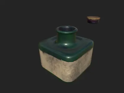 Inkwell ink bottle Low-poly 3D model