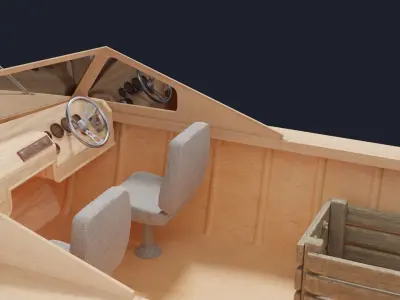 Realistic Fishing Boat Low-poly 3D model