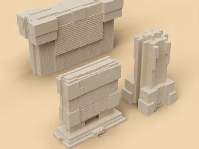 Sci-Fi Cyberpunk Buildings Pack - 13 Buildings Free 3D model