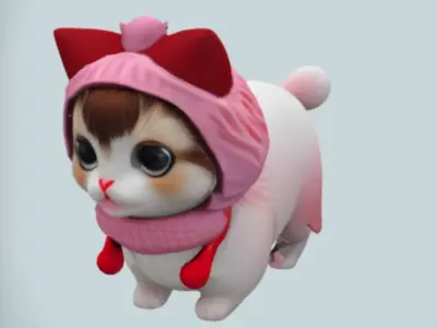 Cute Cat Cartoon Low-poly 3D model