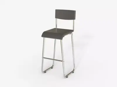 Gray Steel and Epoxy Bar Chair 3D model