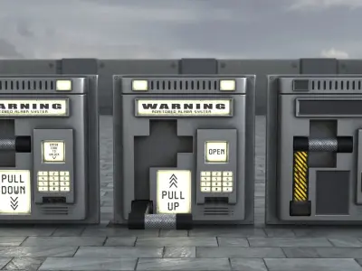 Industrial Power Switch Low-poly 3D model 2
