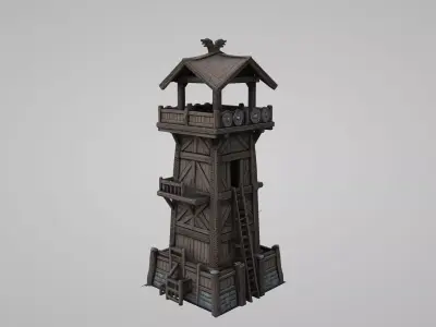 Medieval Viking War Watchtower 3D Model Low-poly 3D model