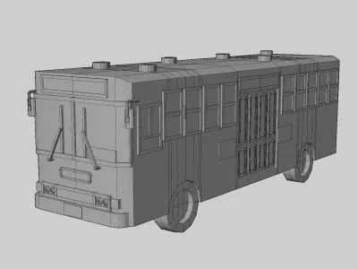  Pink Thai bus Low poly Low-poly 3D model