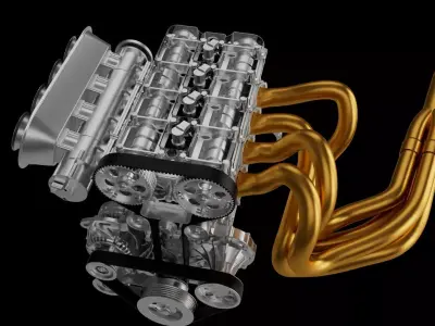 V4 car piston engine 3D print model