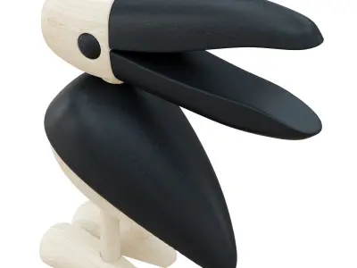 Wooden Bird Figurine 3D model