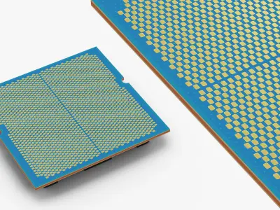 Central Processing Unit Chip Silver 3D model