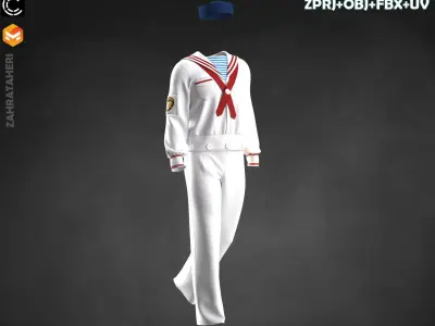  3 VINTAGE NAVY UNIFORM 3D model