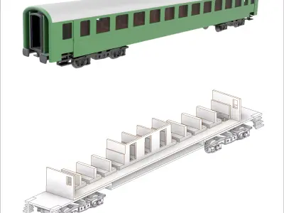 Bak long distance train wagon of MAV - TT scale 3D print model