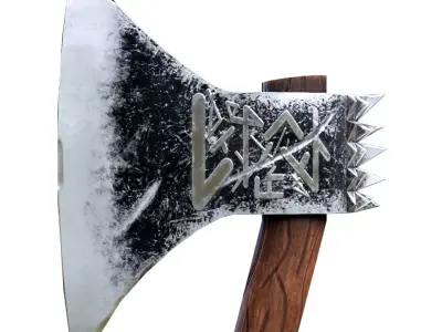 Old axe with a pattern Low-poly 3D model