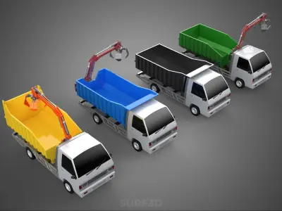 TRUCK PICK UP DUMP HYDRAULIC CRANE LOADER GRABBER GRAPPLE CLAW 3D model