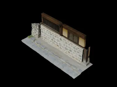 Korean traditional tile-roofed house 3D model