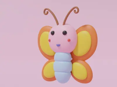 Cartoon Cute Butterfly 3D model