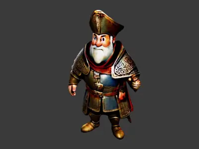 Cartoon Medieval King Low-poly 3D model