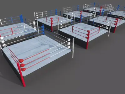 PBR Modular Professional Wrestling Rings 18ftx18ft Low-poly 3D model