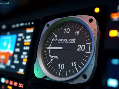 Mikrotechna Climb Rate Aircraft Gauge Rigged 3D model