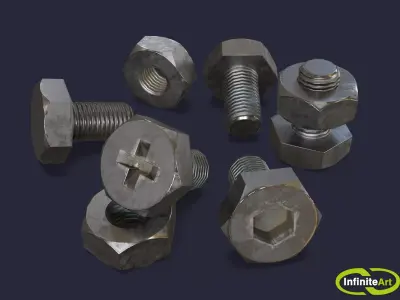 Bolts and Nuts Low-poly 3D model