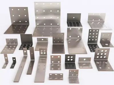 Bracket metal plate with holes 3D model