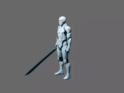 White Futuristic Sword Soldier 3D model