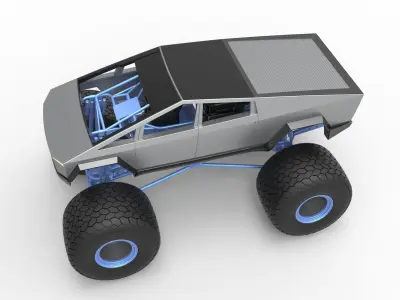 Tesla Cybertruck Monster truck Scale 1 to 25 3D print model