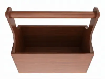 Vintage wooden portable toolbox chest 3D model