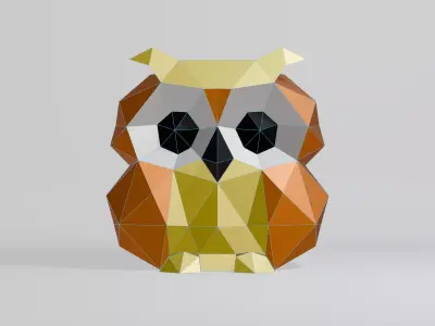 Polygonal Lucky Owl Low-poly 3D model