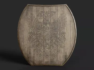 Slavic hybrid shield-painted black pheasant symbol Low-poly 3D model