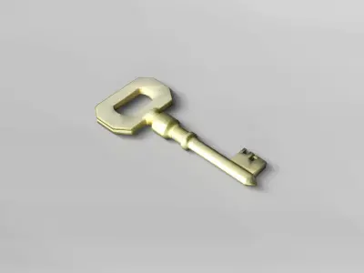 Vintage Brass Skeleton Key 3D Model 3D model
