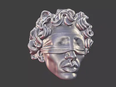 veiled masked male face ring 3D print model
