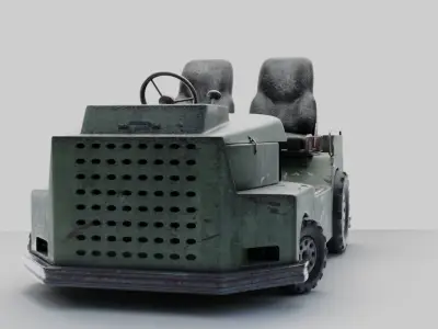 Roofless sparsely-rusty tug Low-poly 3D model