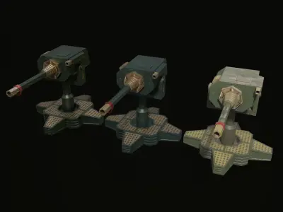 Machinegun Turret PBR Low-poly 3D model