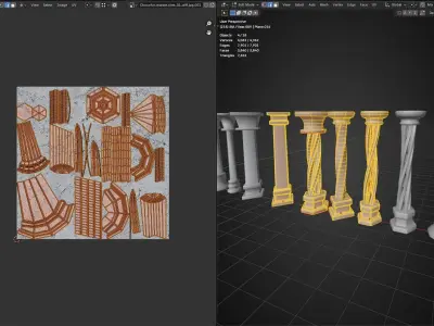 Arch Pilars Ivy Low-poly 3D model