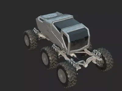 Future sci-fi multi-functional land vehicle for space use 3D model