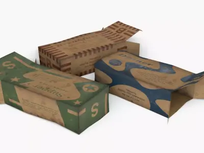 US K-Ration boxes End War WWII - Dirty version Low-poly 3D model
