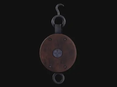Vintage Pulley Low-poly 3D model