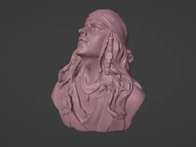 Pirate bust of woman with long hair 3D print model