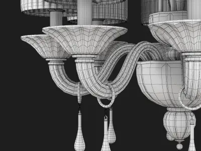 Grimani - Gold Black Murano Glass Chandelier 3D model