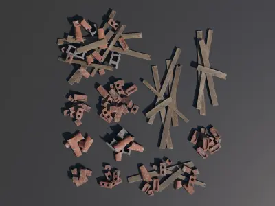 Debris piles Low-Poly 3d models Low-poly 3D model