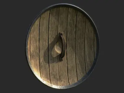 Shiled wooden shield Low-poly 3D model