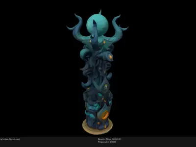 Low Poly Stylized Etheral Alien Totem Low-poly 3D model