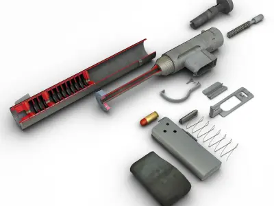 WelRod superb suppressor single shot pistol for SOE 3D model