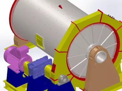 ball mill 2200 x 4000 FOR MINE GRINDING 3D model