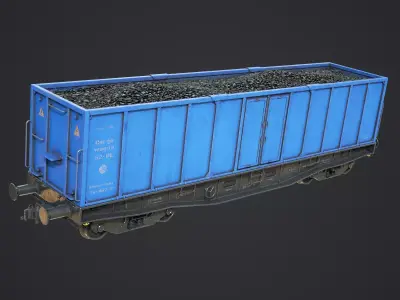 Railway Cargo Wagon Low-poly 3D model