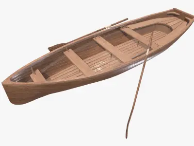 Wooden Boat Low-poly 3D model 6