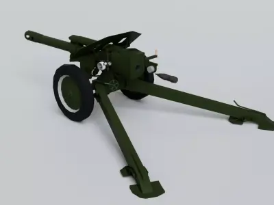 152mm D-1 Howitzer Military Missile Weapon - Game Ready Low-poly 3D model