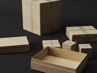 Cardboard Shipping Box Delivery Package Post Collection Low-poly 3D model